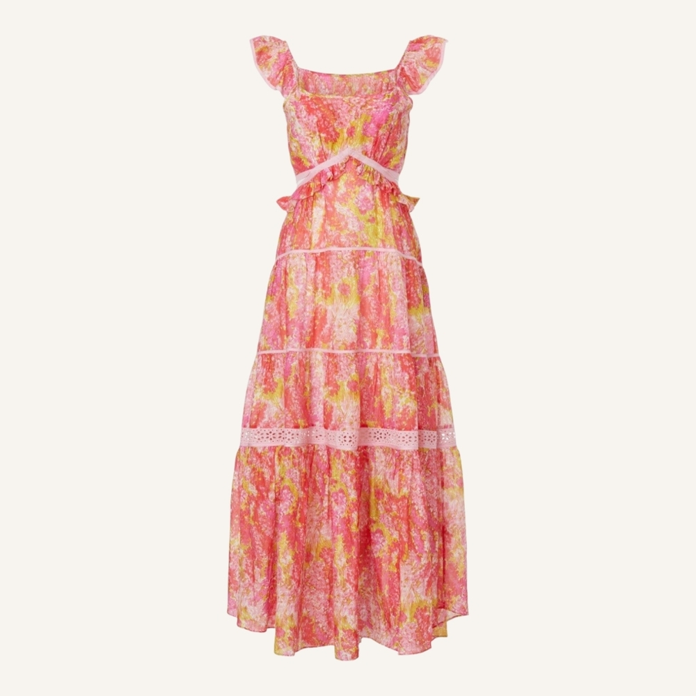 LoveShackFancy Floral Pink and Yellow Maxi Dress!